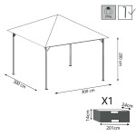GREX - gazebo da giardino in acciaio 3 x 3 m