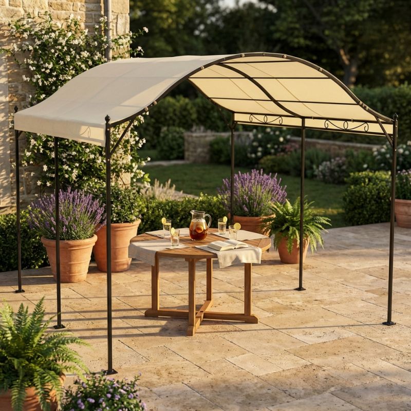 AORNOS - gazebo da giardino a onda in acciaio