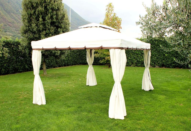 AULUS - gazebo da giardino in alluminio completo di pareti laterali 3 x 3 m
