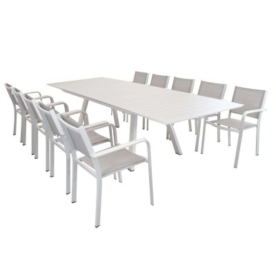 SPLENDOR - set tavolo in alluminio cm 200/300 x 110 x 75 h con 10 poltrone Splendor
