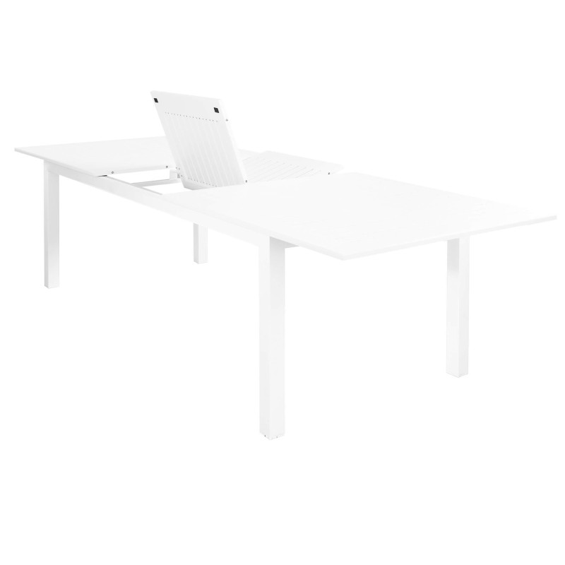ARGENTUM - set tavolo in alluminio e teak cm 220/280 x 100 x 75 h con 6 poltrone Aulus