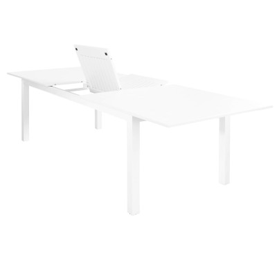 ARGENTUM - set tavolo in alluminio cm 220/280 x 100 x 75 h con 10 poltrone Aulus