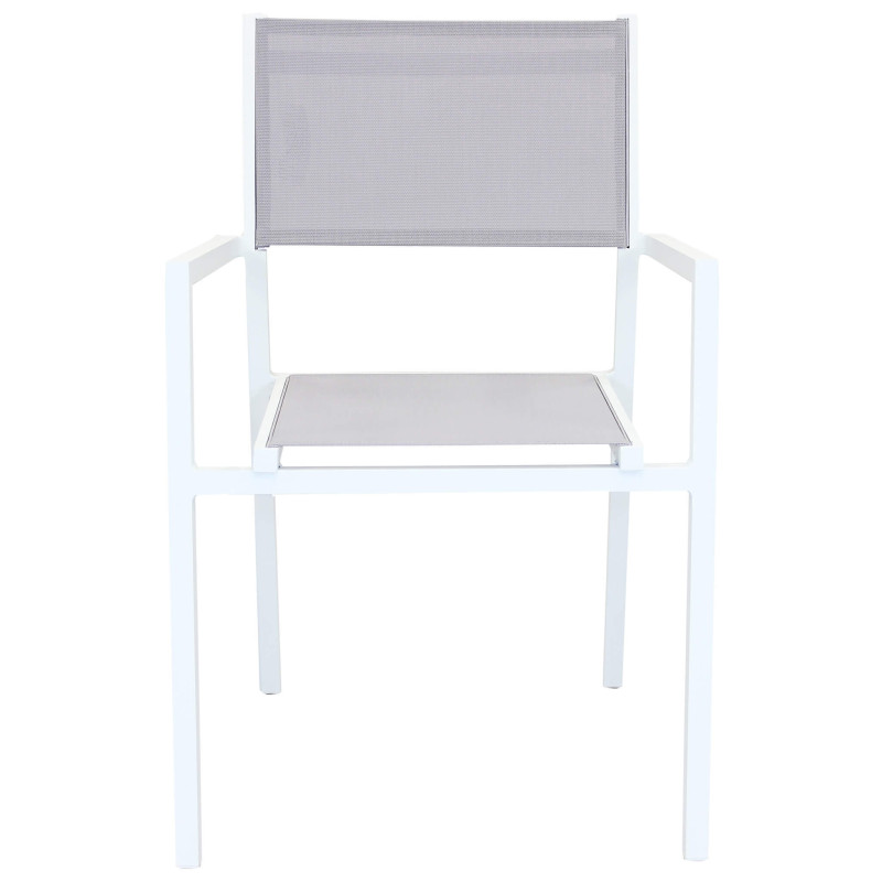 ARGENTUM - set tavolo in alluminio cm 220/280 x 100 x 75 h con 10 poltrone Aulus