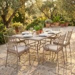 VENTUS - set tavolo in ferro cm 160 x 90 x 74 h con 6 poltrone Ventus