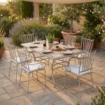 VENTUS - set tavolo in ferro cm 160 x 90 x 74 h con 6 poltrone Ventus