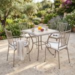 VENTUS - set tavolo in ferro cm 80 x 80 x 74 h con 4 poltrone Ventus