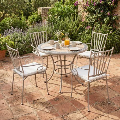 VENTUS - set tavolo in ferro Ø 90 x 74 h con 4 poltrone Ventus