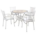 VENTUS - set tavolo in ferro Ø 90 x 74 h con 4 poltrone Ventus