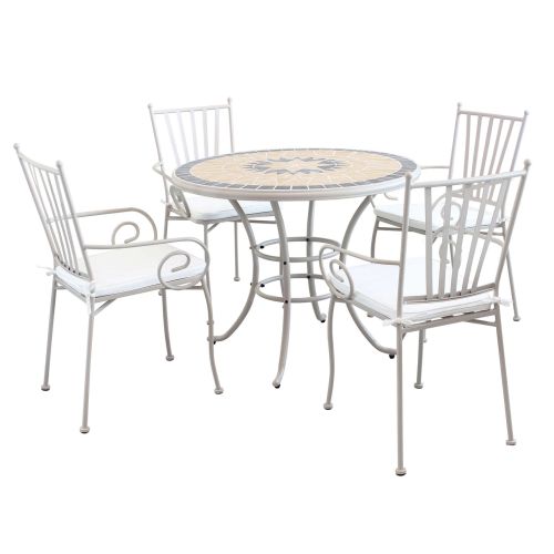 VENTUS - set tavolo in ferro Ø 90 x 74 h con 4 poltrone Ventus