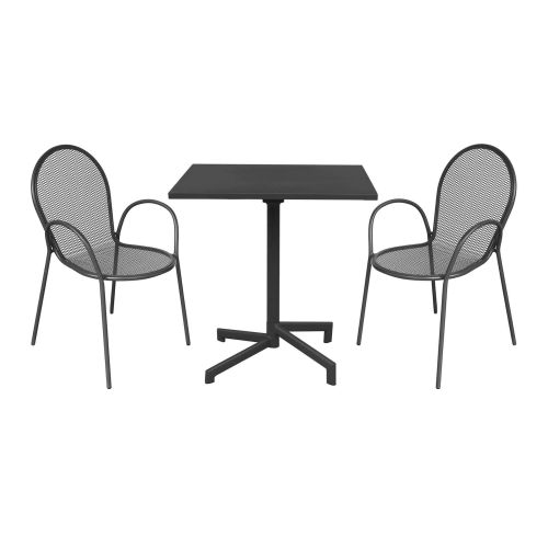 OPERA - set tavolo in alluminio cm 70 x 70 x 73 h con 2 poltrone Maris