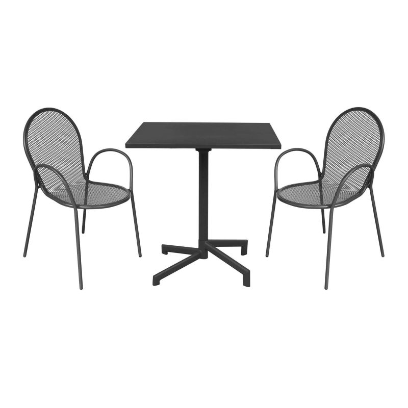 OPERA - set tavolo in alluminio cm 70 x 70 x 73 h con 2 poltrone Maris