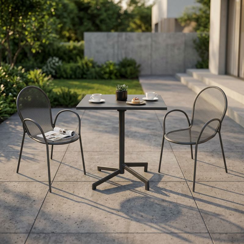 OPERA - set tavolo in alluminio cm 70 x 70 x 73 h con 2 poltrone Maris