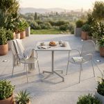 OPERA - set tavolo in alluminio cm 70 x 70 x 73 h con 2 poltrone Maris