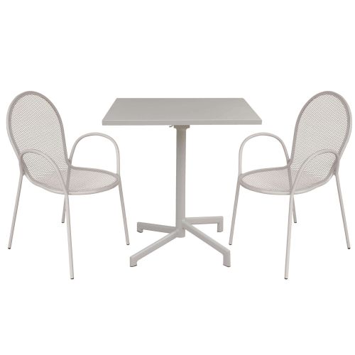 OPERA - set tavolo in alluminio cm 70 x 70 x 73 h con 2 poltrone Maris