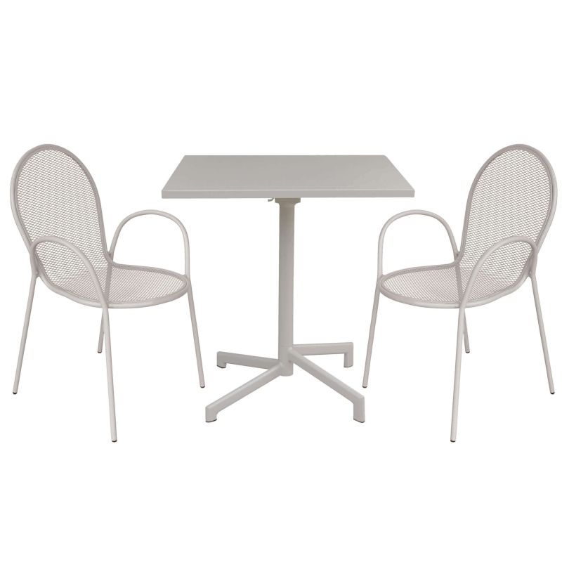 OPERA - set tavolo in alluminio cm 70 x 70 x 73 h con 2 poltrone Maris