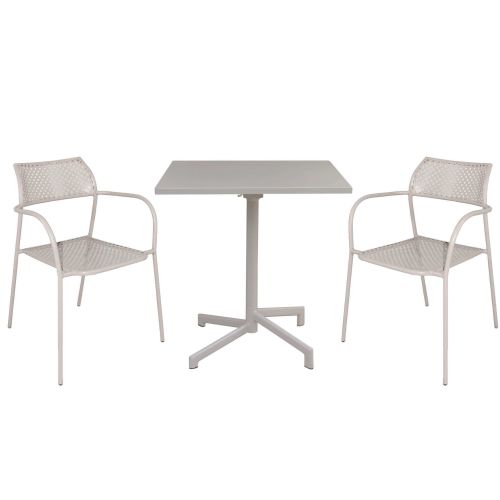 OPERA - set tavolo in alluminio cm 70 x 70 x 73 h con 2 poltrone Aviim