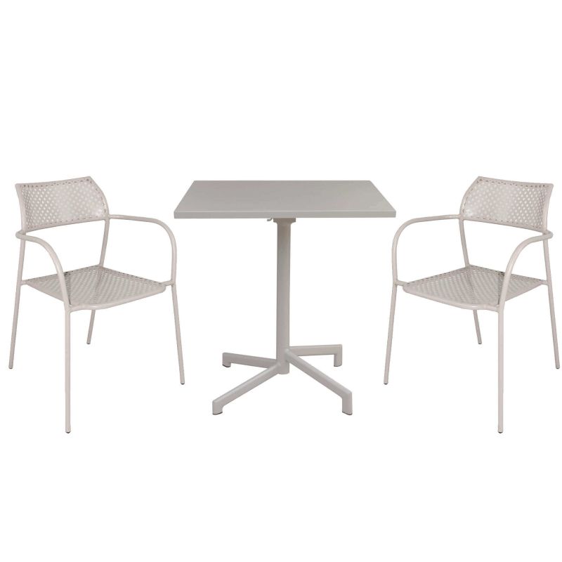 OPERA - set tavolo in alluminio cm 70 x 70 x 73 h con 2 poltrone Aviim