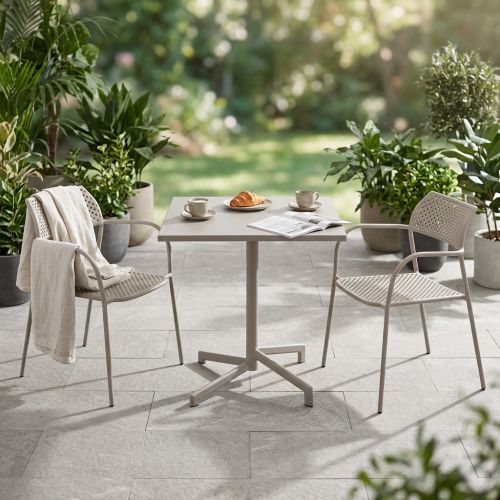 OPERA - set tavolo in alluminio cm 70 x 70 x 73 h con 2 poltrone Aviim