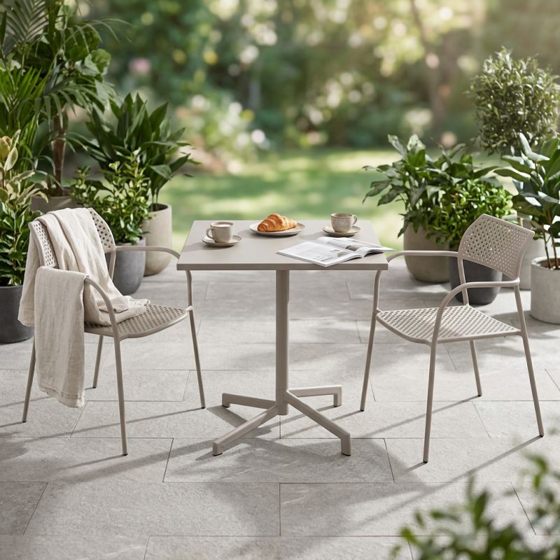 OPERA - set tavolo in alluminio cm 70 x 70 x 73 h con 2 poltrone Aviim