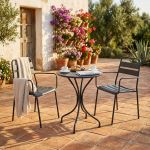 ROMANUS - set tavolo in metallo cm Ø 60 x 71h con 2 poltrone Romanus