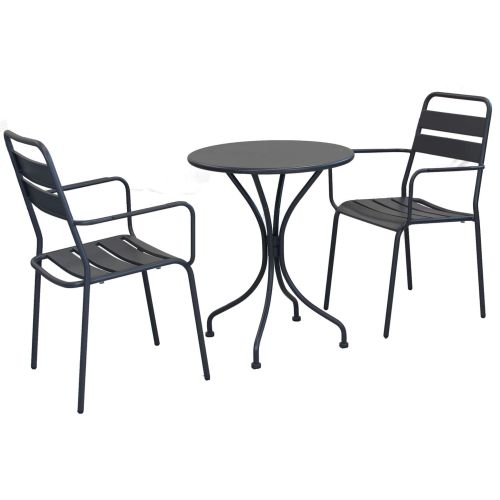 ROMANUS - set tavolo in metallo cm Ø 60 x 71h con 2 poltrone Romanus