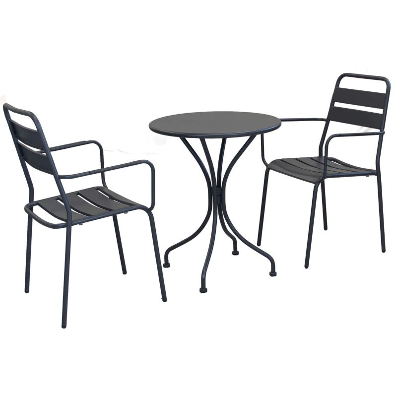 ROMANUS - set tavolo in metallo cm Ø 60 x 71h con 2 poltrone Romanus