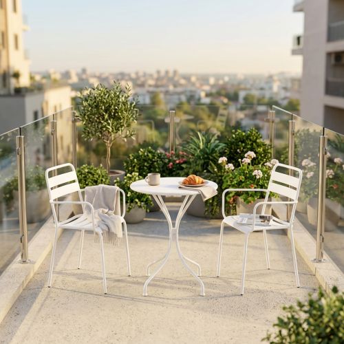 ROMANUS - set tavolo in metallo cm Ø 60 x 71h con 2 poltrone Romanus