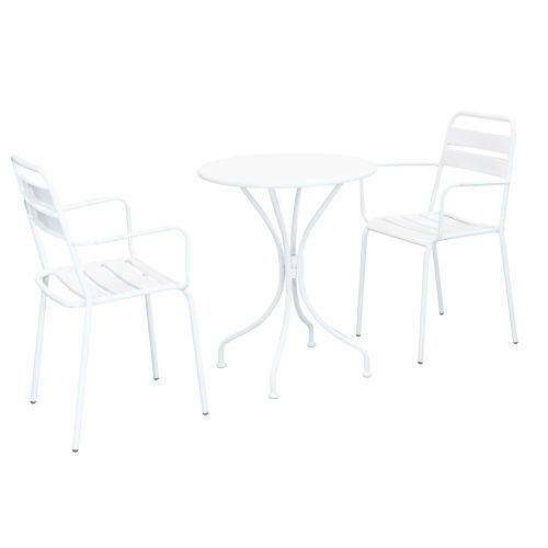 ROMANUS - set tavolo in metallo cm Ø 60 x 71h con 2 poltrone Romanus