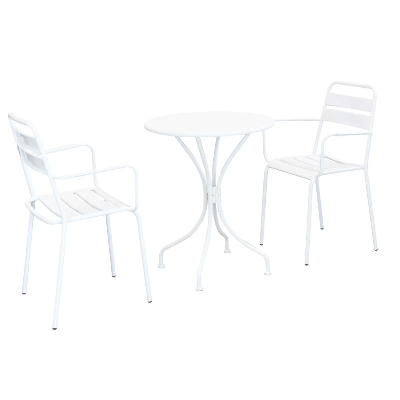 ROMANUS - set tavolo in metallo cm Ø 60 x 71h con 2 poltrone Romanus