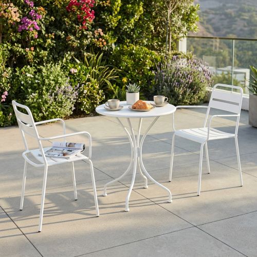 ROMANUS - set tavolo in metallo cm Ø 60 x 71h con 2 poltrone Romanus