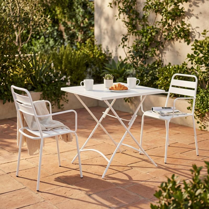 ROMANUS - set tavolo in metallo cm 70 x 70 x 72 h con 2 poltrone Romanus