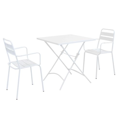 ROMANUS - set tavolo in metallo cm 70 x 70 x 72 h con 2 poltrone Romanus