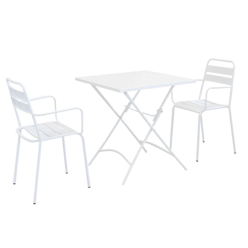 ROMANUS - set tavolo in metallo cm 70 x 70 x 72 h con 2 poltrone Romanus