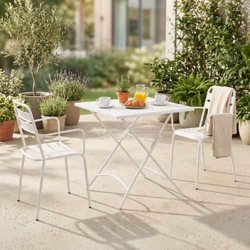 ROMANUS - set tavolo in metallo cm 70 x 70 x 72 h con 2 poltrone Romanus