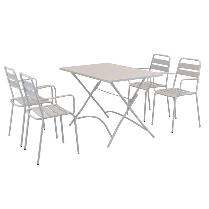 ROMANUS - set tavolo in metallo cm 110 x 70 x 72 h con 4 poltrone Romanus