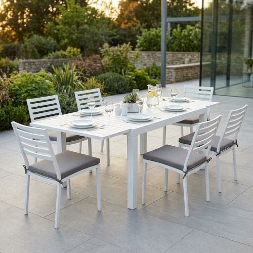 DEXTER - set tavolo in alluminio cm 160/240 x 90 x 75 h con 6 sedie Dexter