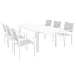 DEXTER - set tavolo in alluminio cm 160/240 x 90 x 75 h con 6 poltrone Venus
