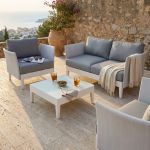 OPUS - salotto da giardino 4 posti in alluminio e textilene imbottito completo di cuscini