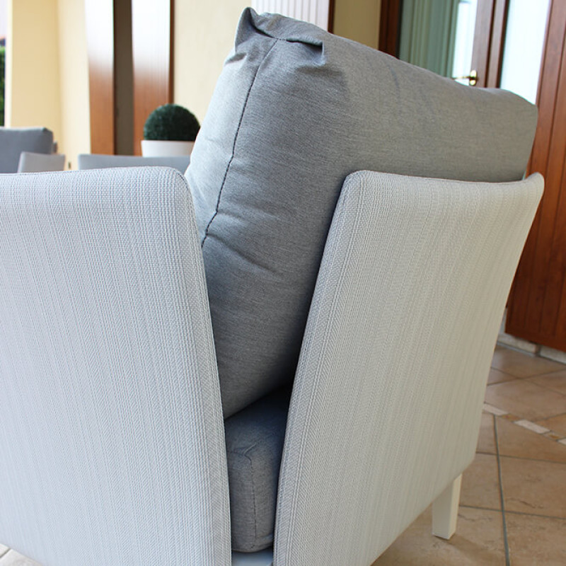 OPUS - salotto da giardino 4 posti in alluminio e textilene imbottito completo di cuscini