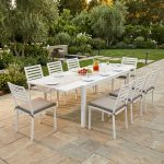 DEXTER - set tavolo in alluminio cm 200/300 x 100 x 74 h con 8 sedie Dexter