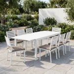 DEXTER - set tavolo in alluminio cm 200/300 x 100 x 74 h con 8 sedie Dexter