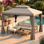 AULUS - gazebo da giardino in alluminio completo di pareti laterali 3 x 4 m
