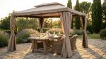AULUS - gazebo da giardino in alluminio completo di pareti laterali 3 x 4 m