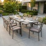 DEXTER - set tavolo in alluminio cm 200/300 x 100 x 74 h con 10 poltrone Dexter