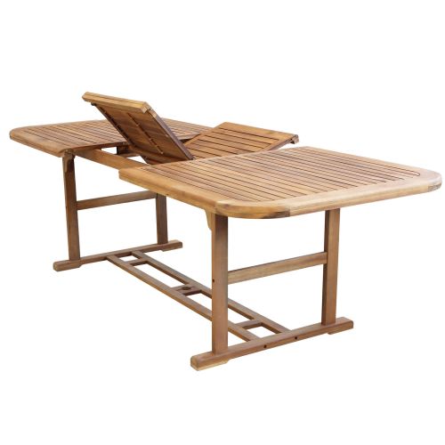 TURRIS - set tavolo in legno massiccio di acacia cm 180/240 x 100 x 74 h con 4 sedie e 2 poltrone Mulier