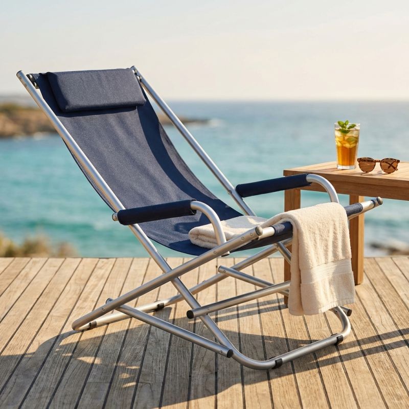 sdraio mare prendisole basculante pieghevole in alluminio cm 66 x 55 x 74 h