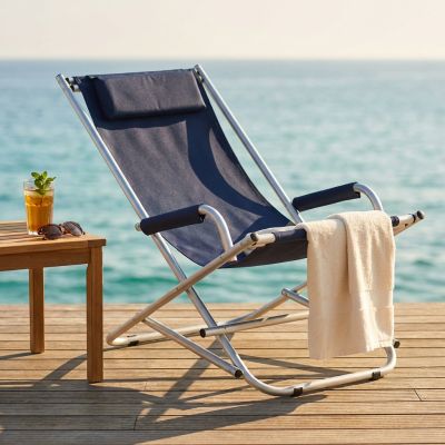 sdraio mare prendisole basculante pieghevole in alluminio cm 66 x 55 x 74 h