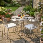 VENTUS - set tavolo in ferro cm 80 x 80 x 74 h con 4 sedie Ventus