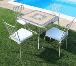 VENTUS - set tavolo in ferro cm 80 x 80 x 74 h con 4 sedie Ventus