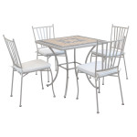 VENTUS - set tavolo in alluminio e teak cm 80 x 80 x 74 h con 4 sedie Ventus